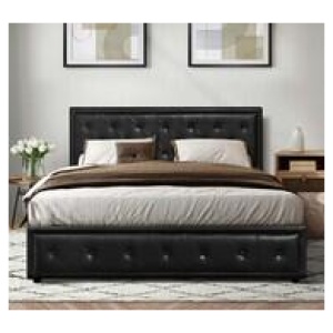 Rowynn Double Gas Lift Bed Frame With Storage Black