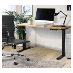 Sancho 160Cm Black & Natural Electric Standing Desk Brown