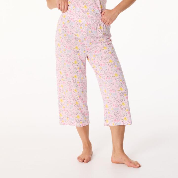 Sash & Rose Women's Cotton Dobby 3/4 Length Sleep Pant
