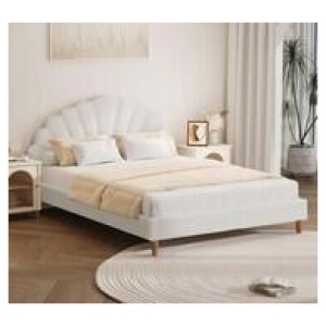 Scallop Double Bed Frame White