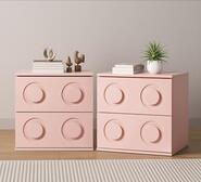 Set Of 2 Bingky 2 Drawer Bedside Table Pink