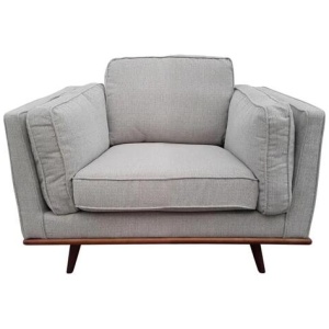 Single Seater Armchair Sofa Modern Lounge Accent Chair in Beige Fabric with Wooden Frame