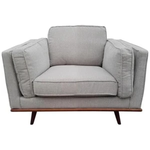 Single Seater Armchair Sofa Modern Lounge Accent Chair in Beige Fabric with Wooden Frame