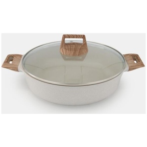 Smith + Nobel White Granite Plus 28 cm Low Casserole Pot with Lid