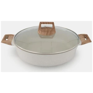 Smith + Nobel White Granite Plus 28 cm Low Casserole Pot with Lid