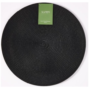 Soren 38 cm Round Woven Placemat 4 Pack Black