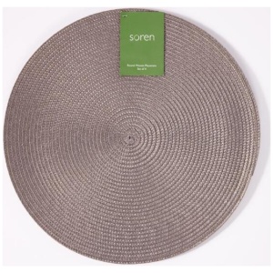 Soren 38 cm Round Woven Placemat 4 Pack Grey
