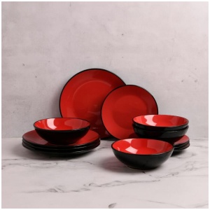 Soren Osaka 12 Piece Dinner Set Red