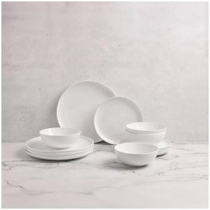Soren Oxford Coupe 12 Piece Dinner Set White