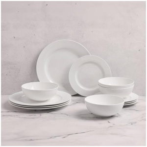 Soren Oxford Rim 12 Piece Dinner Set