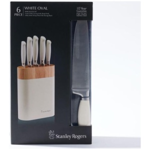 Stanley Rogers 6 Piece Oval Knife Block Set White