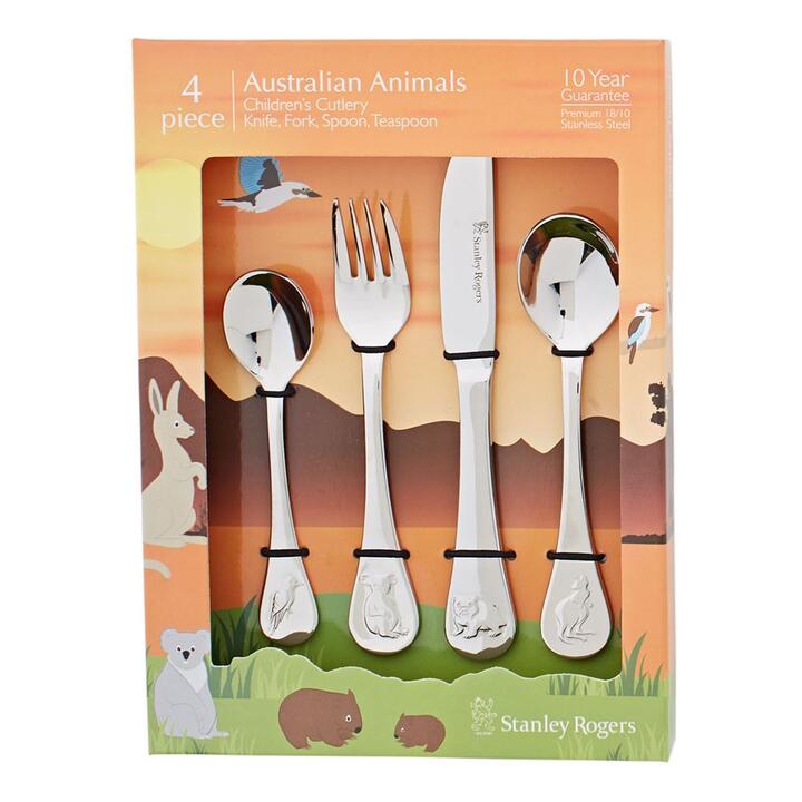 Stanley Rogers Australian Animals 4-Piece 18/10 Kids Cutlery Set