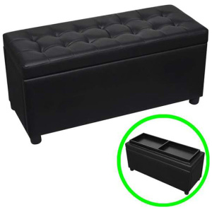 Storage Ottoman Artificial Leather Black