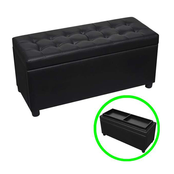 Storage Ottoman Artificial Leather Black