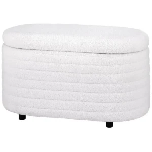 Storage Ottoman Blanket Box 87cm Boucle Fabric Oval