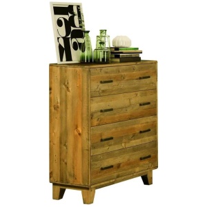 Tallboy with 4 Storage Drawers in Wooden Light Brown Colour
