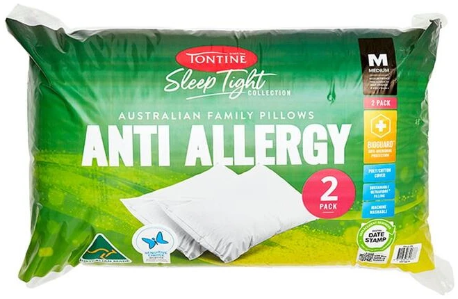 Tontine SleepTight Anti Allergy Medium Pillow 2 Pack
