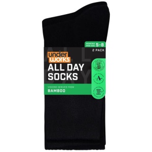 Underworks Women's All Day Bamboo derived Viscose Cushioned Sole Socks 2 Pack