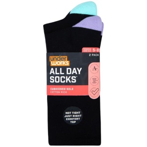 Underworks Women's Heel & Toe Cushion Crew Sock 2 Pack