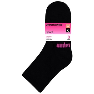 Underworks Women's Sport Mid Crew Sock 3 Pack