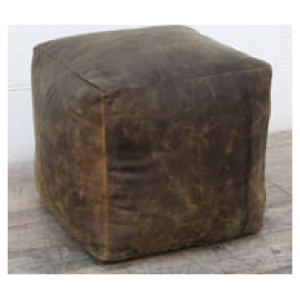 Vintage Chocolate Square Ottoman Multi