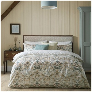 William Morris At Home Strawberry Thief Hess Cotton Quilt Cover Set