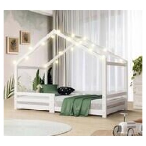 Yumi Pine Wood House Single Bed White