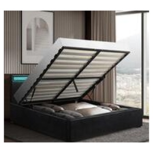 Zephyr Double Gas Lift Bed Frame With Storage Black